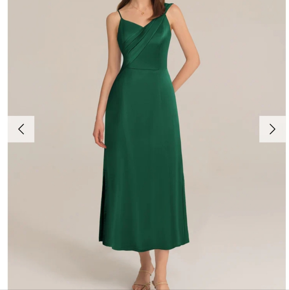 NWT Grace Karin Women Green Side Slit Satin Cocktail Party Dress - 16